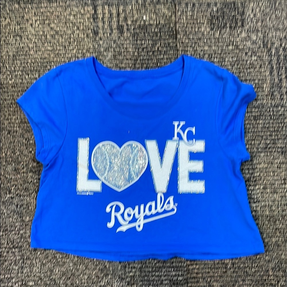Girls Blue KC Royals Love Crop Shirt